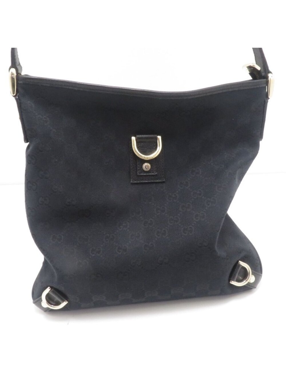 Gucci Abbey GG Shoulder Bag Black Canvas Leather